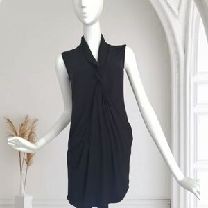 Black Sleeveless Cowl Neck Sheath Mini Dress